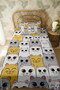 100% Cotton Cute Yellow Gray Cats Patterned Single Pique Set - 3
