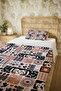 100% Cotton Red Blue Cross-Stitch Patterned Single Pike Set - 5
