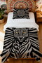 100% Cotton Retro Tiger Patterned Single Bedspread Set - 2