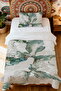 100% Cotton Marbled Botanical Patterned Single Pique Set - 2