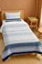 100% Cotton Glitter Blue Silver Stripes Patterned Single Pique Set