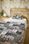 100% Cotton Gray Cats Patterned Single Pique Set - 5