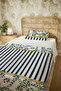 100% Cotton Ethnic Striped Blueberry Patterned Single Pique Set - 5