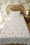 100% Cotton Orange Azalea Flowers Patterned Single Pike Set - 3