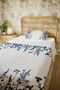 100% Cotton Navy Blue Flowers Patterned Single Pique Set - 5