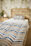 100% Cotton Navy Blue Yellow Watercolor Zigzag Patterned Single Pike Set - 5