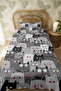 100% Cotton Gray Cats Patterned Single Pique Set - 3