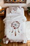 100% Cotton Brown Dreamcatcher Patterned Single Pique Set - 4