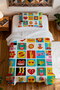 100% Cotton Modern Emoji Patterned Twin Bedspread Set - 4