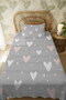 100% Cotton Gray Pink Hearts Patterned Single Pique Set - 3