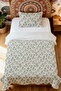 100% Cotton Mint Green Leaves Patterned Single Pique Set - 2