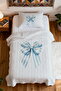 100% Cotton Blue Striped Bow Patterned Single Pique Set - 4