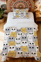 100% Cotton Cute Yellow Gray Cats Patterned Single Pique Set - 2
