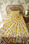 100% Cotton Ethnic Yellow Sun Patterned Twin Bedspread Set - 3