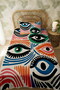 100% Cotton Bohemian Colorful Eyes Patterned Single Pique Set - 3