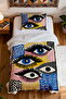 100% Cotton Eyelash Eyes Patterned Single Pique Set - 4