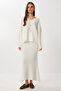 Wool Blend Sweater Skirt Knit Set LKİ0039 ECRU - 2