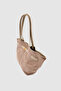 Ferny Suede Arm and Shoulder Bag with Belt, Buckle and Stitching Detail Mink - 4
