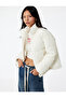 Mock Neck Stone Inflatable Jacket with Zipper Pocket Detail