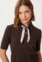Scarf Detailed Short Sleeve Knitwear Sweater Lan0083 Brown