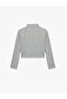 Slim Fit Ribbed Knit Long Sleeve Mock Neck Crop T-Shirt - 4