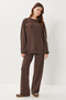 Contrast Stripe Modal Top and Bottom Set Lci0062 Brown - 2
