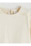 Ecru Crew Neck Lace Detailed Girl's T-Shirt - 2