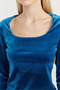 Women's Square Neck Velvet Blouse - 6