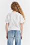 Girl's Embossed Print Detailed T-Shirt - 7