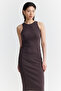 Women's Halter Neck Corded Fabric Dress - 5
