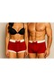 Women's Button/Bow Detailed Velvet Boxer, Gift Boxer for Couples Women Model Mad04Ebx01