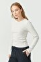 Women's Crew Neck Corded Fabric Bodysuit - 2