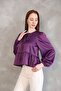 Collar Bias Skirt Gathered Tunic-Purple - 6