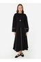 Soft Buttoned Contrast Stitched Blouse & Skirt Set - Black - 2