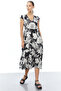 Women's V-Neck Short Sleeve Midi Length Dress - 4
