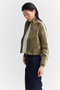 Women's Sleeve Striped Detail Parachute Fabric Thin Short Coat - 6