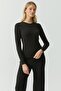Women's Crew Neck Corded Fabric Bodysuit - 5