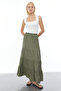Women's Elastic Waist Midi Skirt
