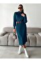 Half Turtleneck Fit Cut Long Knit Dress - 2