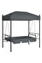 Garden Swing Bench with Canopy Dark Grey Steel - 2