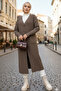 Long Knit Cardigan with Pockets R2892 Mink