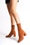 Tan Color Women's Boots Stretch Thick Heeled Internal Zipper Agnes - 3
