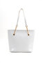 Crinkled Textured White Shk256 Faux Leather Zippered Single Compartment Chain Strap Hand, Arm, and Shoulder Bag - 3