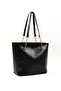 Crinkled Textured Black Shk256 Faux Leather Zippered Single Compartment Chain Strap Hand, Arm, and Shoulder Bag - 2