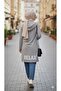Yazı Printed Stylish Combed Cotton Jacket Compatible with the Hijab, with Lace-Up Details and No Closure. - 2