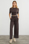 Modal Sweatpants with Tie Waist and Green Front Detail - 7