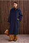 Collar Detailed Coat Dark Navy Blue - 8