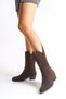 Brown Suede Women's Boots Western Cowboy Below Knee Non-Slip Sole Thick Heeled Annabel
