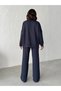 Women's Anthracite Soft Modal Textured Oversized Bottom-Top Set - 7