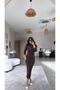 Brown Fisherman Wool Knitwear Dress